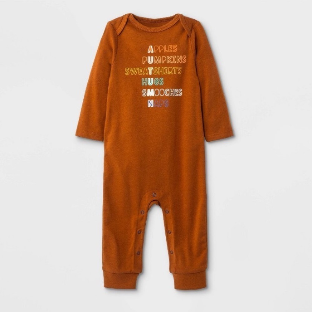 CAT & JACK AUTUMN PRINT ROMPER- ORANGE VARIOUS SIZES (NEW WITH TAGS) A6